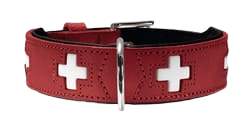 Hunter - Halsband Swiss Nickel Ökoleder - rot/schwarz, Echtleder Halsband, Schweizer Halsband, Hunter Lederhalsband für Hunde, Hundehalsband