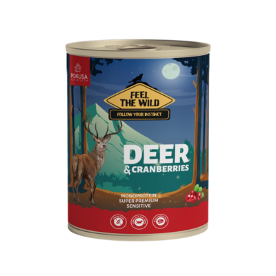 Pokusa - Feel The Wild - Hirsch mit Cranberries 800g, Nassfutter Pokusa, Hunde Nassfutter Hirsch, HOchwertiges Nassfutter für Hunde