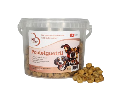Fil - Pouletguetzli Snack SUISSE 1kg - Der perfekte und gesunde Snack für Belohnung oder zwischendurch. für Hunde aller Rassen und jedem Alter - reines Schweizerfleisch - ohne Zusatzstoffe - ohne Hilfsmittel getrocknet - keine Chemie