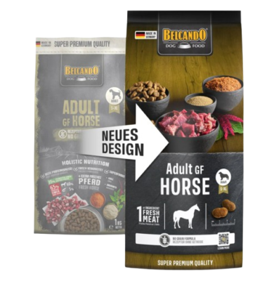 Belcando Adult GF Horse Hundefutter – altes und neues Verpackungsdesign im Vergleich
