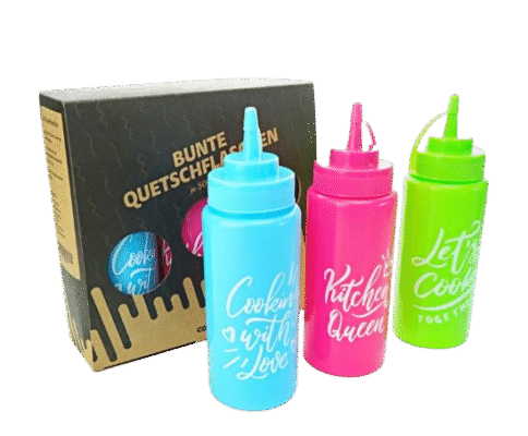 Collory - Bunte Teigflaschen 500ml Typographie