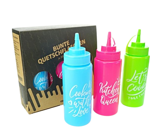 Collory - Bunte Teigflaschen 500ml Typographie