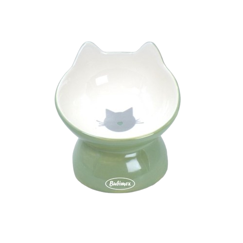 Bubimex - grüner schräger Katzennapf - Keramik