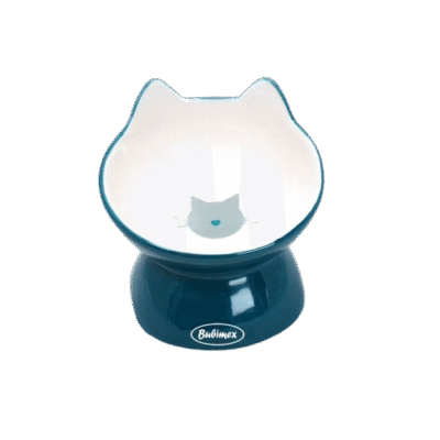 Bubimex - blauer schräger Katzennapf - Keramik