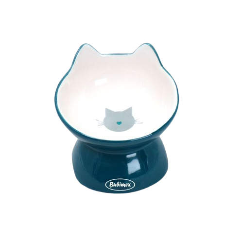 Bubimex - blauer schräger Katzennapf - Keramik