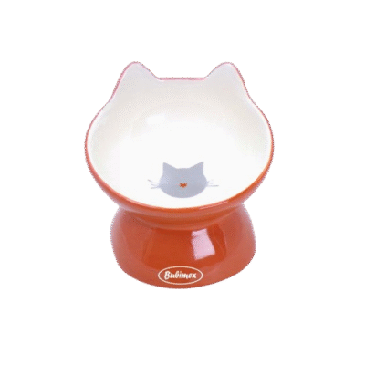 Bubimex - oranger schräger Katzennapf - Keramik