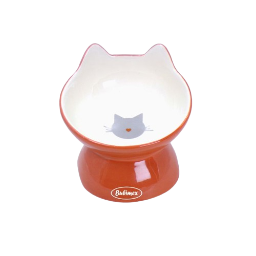 Bubimex - oranger schräger Katzennapf - Keramik