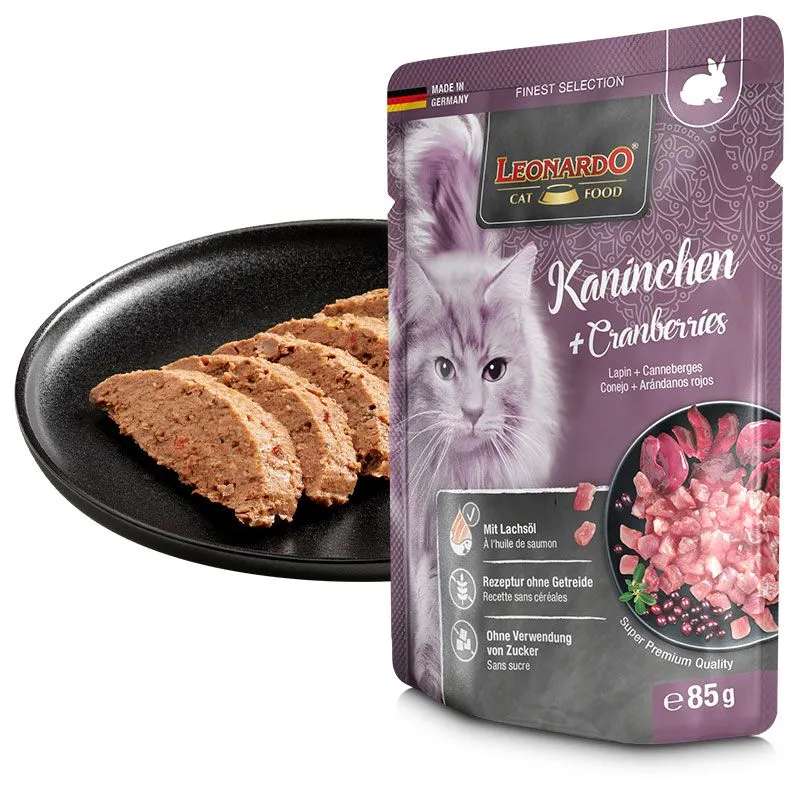 Leonardo - Kaninchen + Cranberries - Nassfutter 16x85g