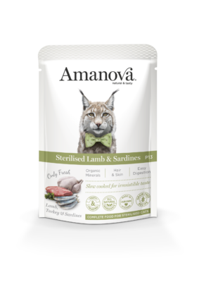 Amanova - Fel Adult Sterilised GF Lamm+Sard. 12x85g
