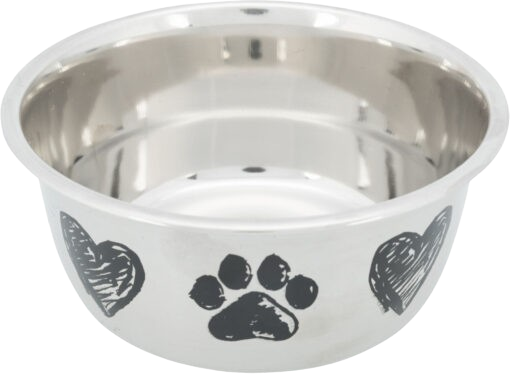 Trixie - Napf, Edelstahl mit Herz & Pfoten