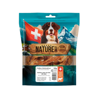 NatureOnly - Bullkau Kalbskopfhaut 500g Beutel: L Kalbskopfhaut CH