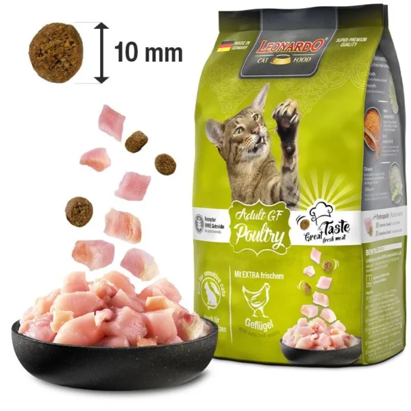 Leonardo Adult GF Poultry Katzenfutter mit frischem Geflügel, Kroketten in 10mm Größe