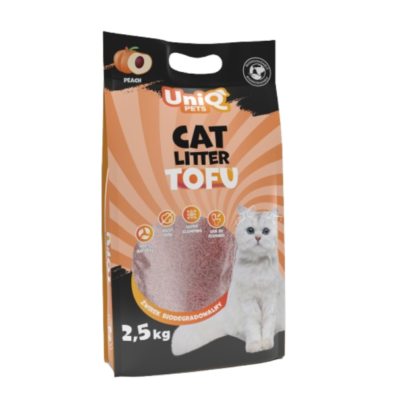 UNIQ PETS -KATZENSTREU TOFU biologisch abbaubar 5kg Pfirsich